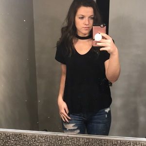 Black shirt with built in choker